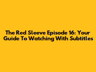 The Red Sleeve Episode 16: Your Guide To Watching With Subtitles