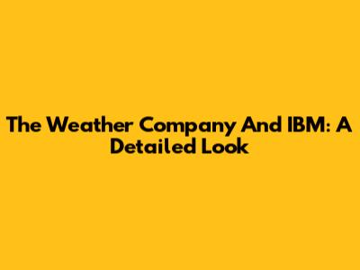 The Weather Company And IBM: A Detailed Look