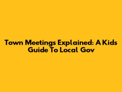 Town Meetings Explained: A Kid's Guide To Local Gov
