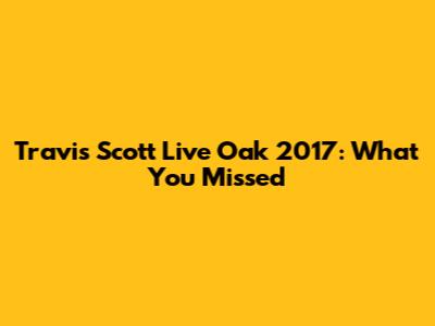 Travis Scott Live Oak 2017: What You Missed