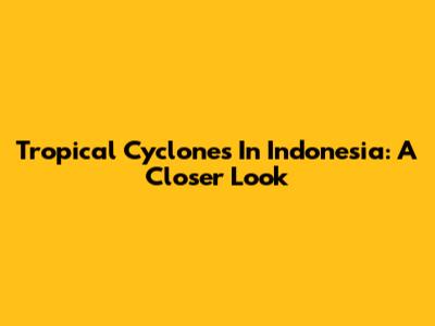 Tropical Cyclones In Indonesia: A Closer Look
