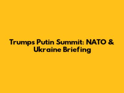 Trump's Putin Summit: NATO & Ukraine Briefing