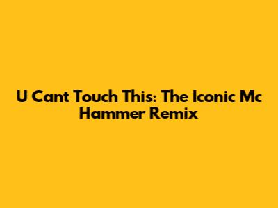 U Can't Touch This: The Iconic Mc Hammer Remix