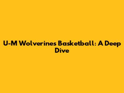 U-M Wolverines Basketball: A Deep Dive