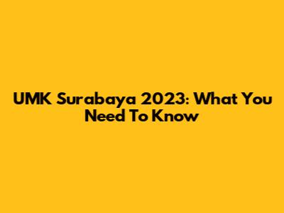 UMK Surabaya 2023: What You Need To Know