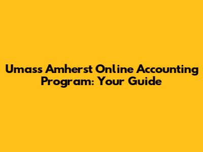 Umass Amherst Online Accounting Program: Your Guide