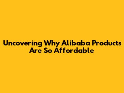 Uncovering Why Alibaba Products Are So Affordable