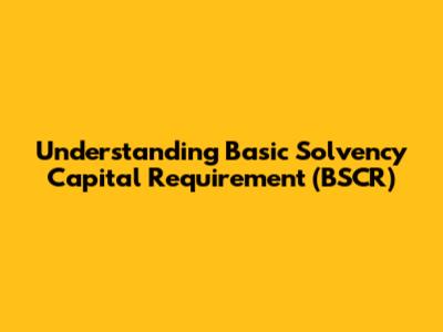 Understanding Basic Solvency Capital Requirement (BSCR)