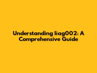 Understanding Iiag002: A Comprehensive Guide