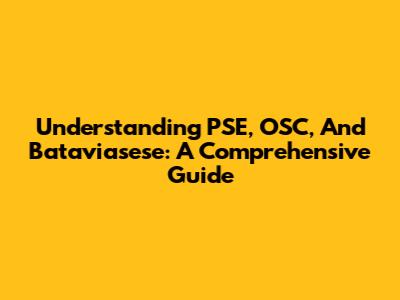 Understanding PSE, OSC, And Bataviasese: A Comprehensive Guide