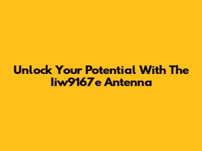 Unlock Your Potential With The Iiw9167e Antenna