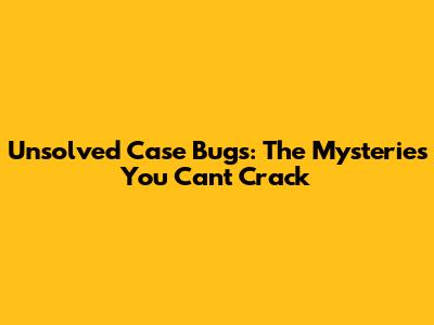 Unsolved Case Bugs: The Mysteries You Can't Crack