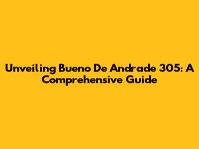Unveiling Bueno De Andrade 305: A Comprehensive Guide