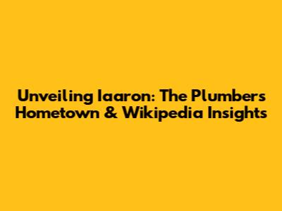 Unveiling Iaaron: The Plumber's Hometown & Wikipedia Insights
