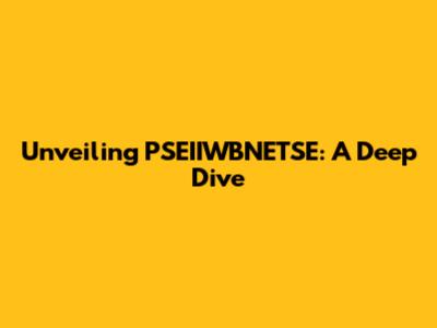 Unveiling PSEIIWBNETSE: A Deep Dive