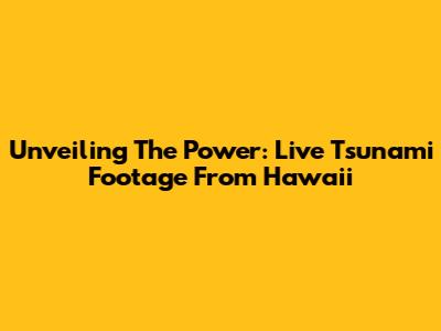 Unveiling The Power: Live Tsunami Footage From Hawaii