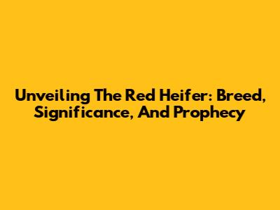 Unveiling The Red Heifer: Breed, Significance, And Prophecy
