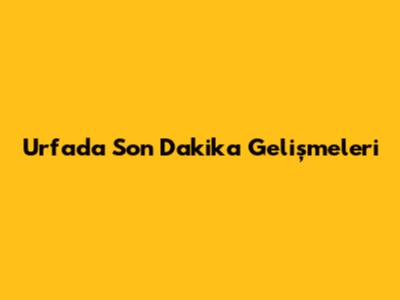 Urfa'da Son Dakika Gelişmeleri