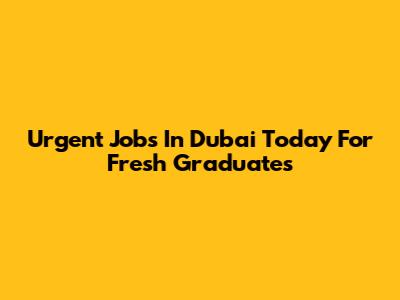 Urgent Jobs In Dubai Today For Fresh Graduates