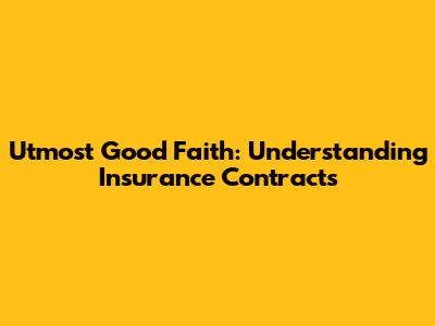 Utmost Good Faith: Understanding Insurance Contracts