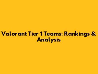 Valorant Tier 1 Teams: Rankings & Analysis