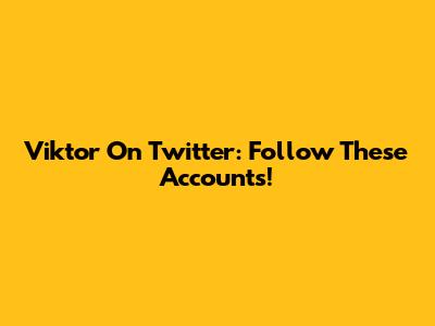 Viktor On Twitter: Follow These Accounts!