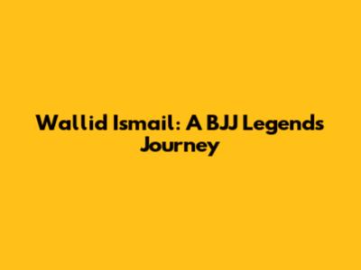 Wallid Ismail: A BJJ Legend's Journey