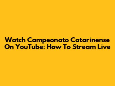 Watch Campeonato Catarinense On YouTube: How To Stream Live