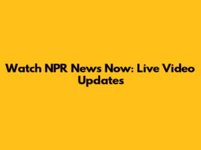 Watch NPR News Now: Live Video Updates