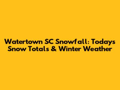 Watertown SC Snowfall: Today's Snow Totals & Winter Weather