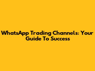 WhatsApp Trading Channels: Your Guide To Success