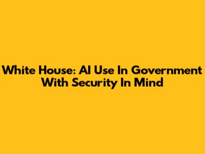 White House: AI Use In Government With Security In Mind