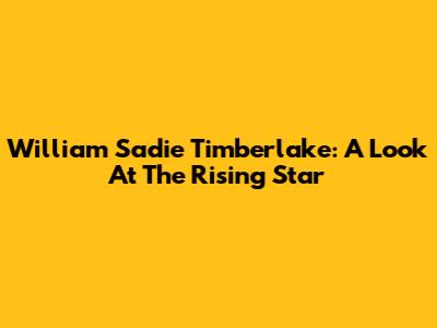 William Sadie Timberlake: A Look At The Rising Star