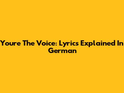 You're The Voice: Lyrics Explained In German