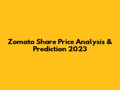 Zomato Share Price Analysis & Prediction 2023